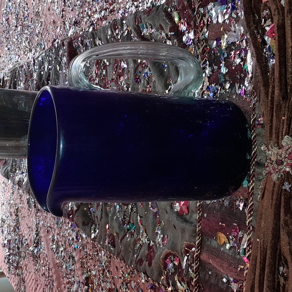 🌺NAVY PITCHER w/LIGHT BLUE Handle - Picture 1 of 6